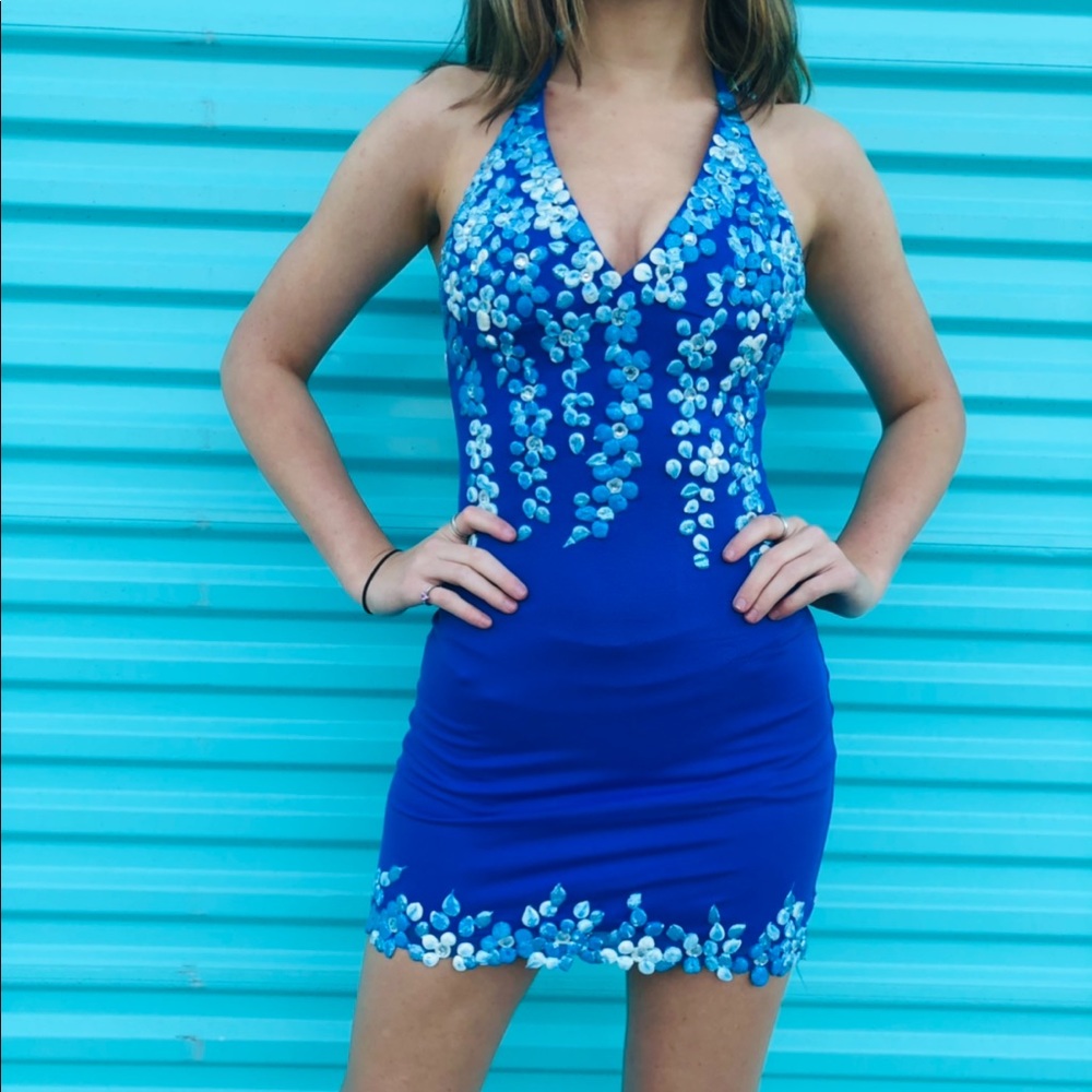 Blue Beaded Cocktail Dress